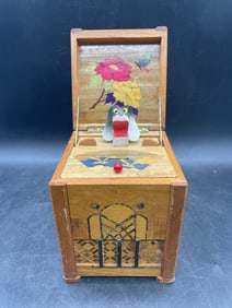 1940s Dog Cigarette Dispenser Wooden Box Occupied Japan