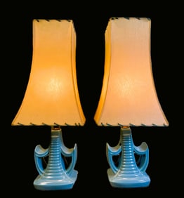 Pair MID CENTURY MODERN ATOMIC Desk Light TABLE LAMPS Space Age Original Shades