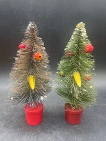 Old 6" Bottle Brush Christmas Tree with Fruit