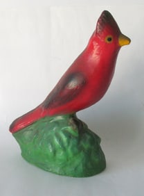 Vintage cast material Cardinal garden ornament.