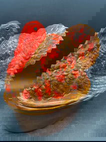 Vintage Thanksgiving TURKEY IN A BASKET Tureen Serving Dish