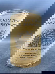 Scarce C. 1880 PERFECTION LICE POWDER 12 oz PAPER LABEL CAN SIGN FARM CHICKENS