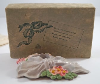 Antique Daisies w/ Bow Cast Iron Candle Holder w/ Box