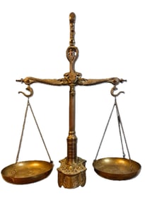 RARE 19TH CENTURY MACO BRAGA BRASS DOUBLE BEAM BALANCE FISH SCALE SERPENT