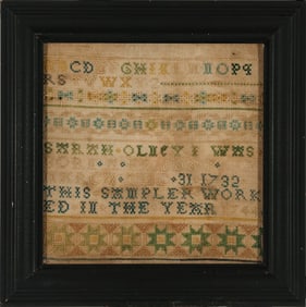 1744 PROVIDENCE, RI NEEDLEWORK SAMPLER BY SARAH OLNEY