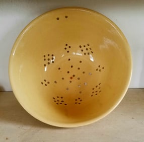 Yellowware colander, Jeffords pottery, Philadelphia PA.&nbsp; C.1880s