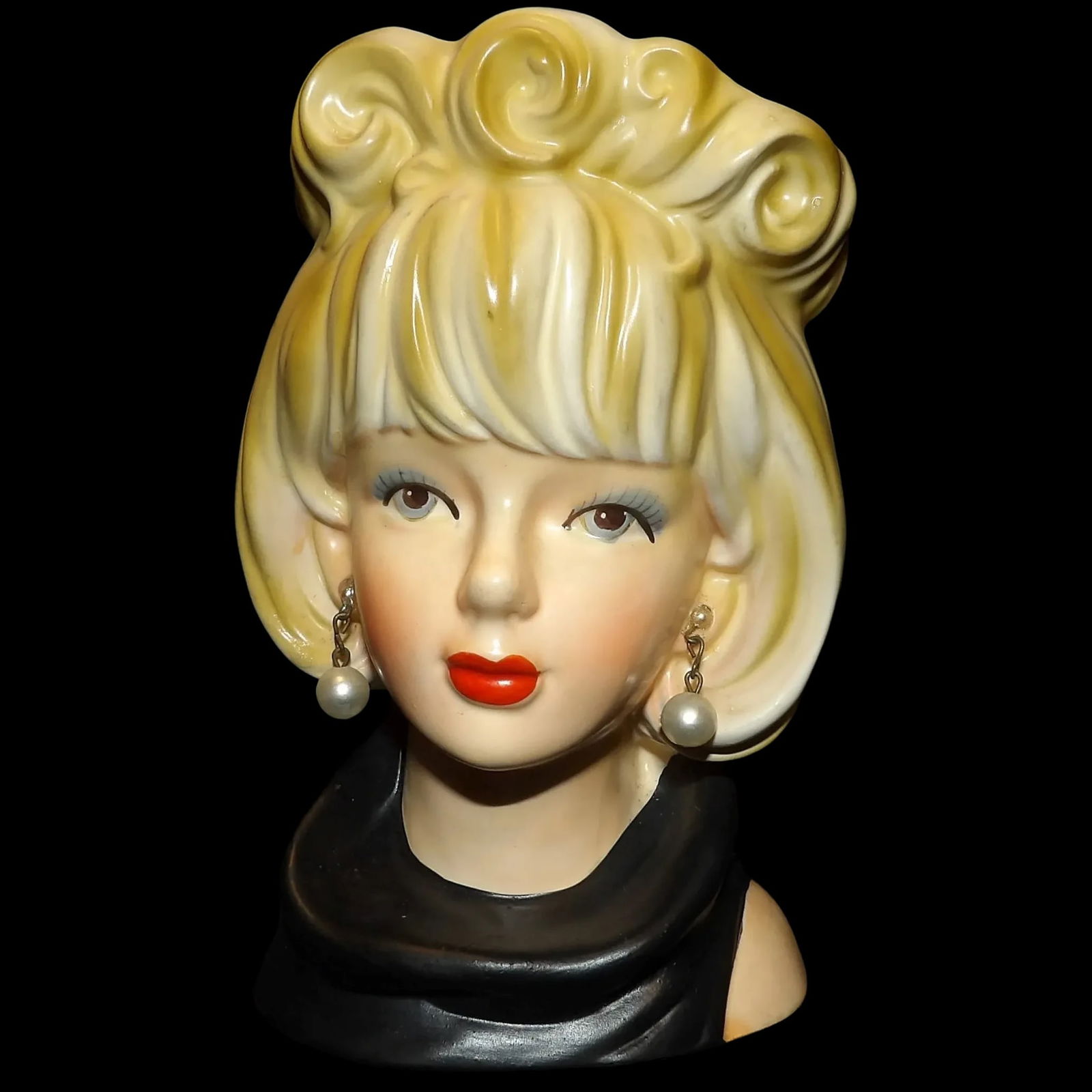 Enesco 6” Lady Head Vase with Earrings (1 of 6)