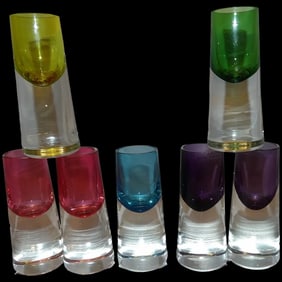 Vintage Hand-Blown Colored Glass Top Shot Glasses