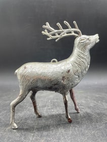 Vintage Silver Reindeer Figurine Ornament