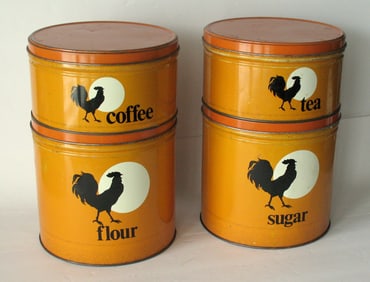 Vintage group of Art Deco kitchen canisters.