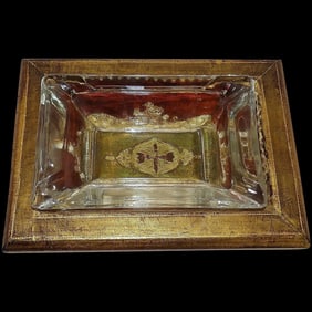 Vintage MCM Decorative Florentia Ashtray Holder with Glass Ashtray