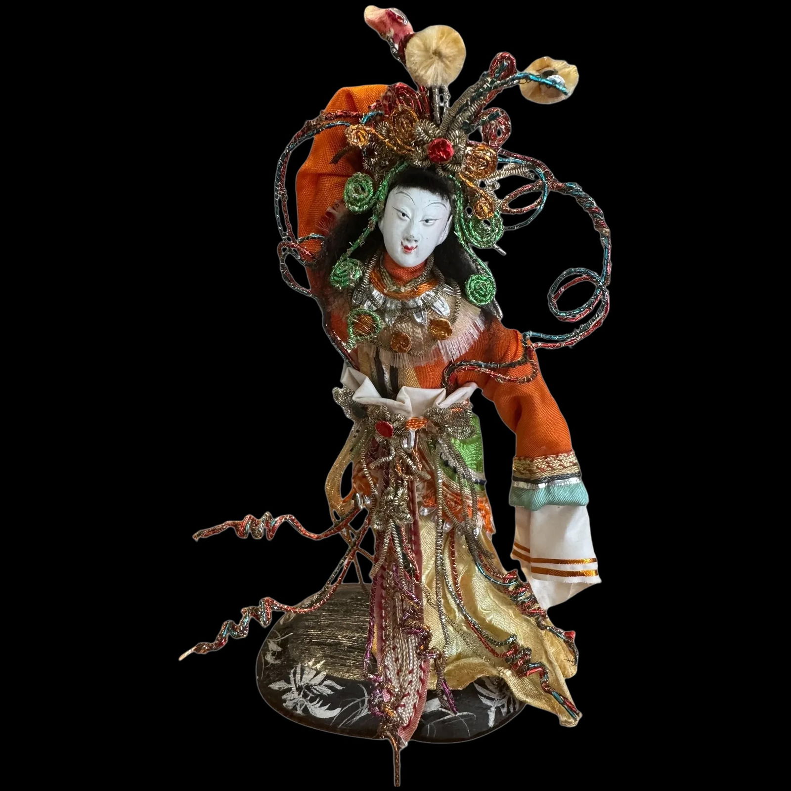 Antique Chinese Opera Doll 8" H Lady Full Flowing Costume Dress (1 of 8)