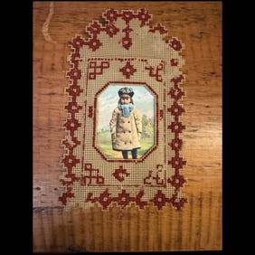 Victorian Perforated Paper Embroidery With Cross-Stitch Sampler, 1890