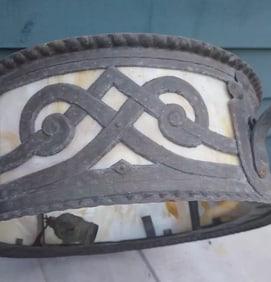 Arts & Crafts Copper Slag Glass fixture body 1920