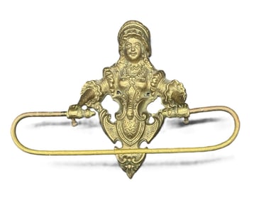 Brass Figural Provincial woman Wall hanging towel holder