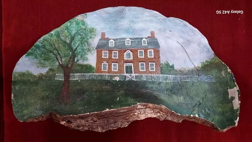 19th Century brick estate oil painting fungi mushroom art 1920 Connecticut home