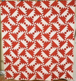 1880's Red & White Ships at Sea Quilt