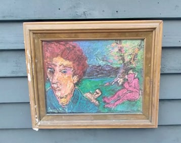 1970 oil painting on Board Swanky funky colors