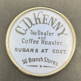 Old Advertising Premium Mirror C.D. Kenny CD Coffee Tea