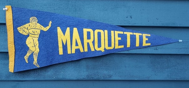1930 Marquette University Pennant Sewn felt 28" football graphics