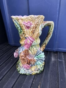 Majolica Pitcher W/ Birds