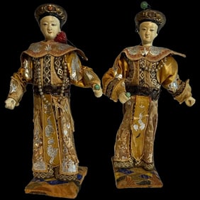 Antique Asian Opera Dolls oriental King & Queen