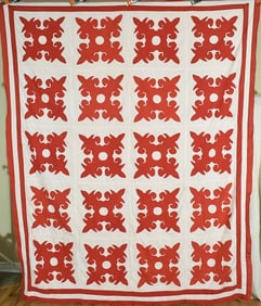 1880's Red & White Quilt Top