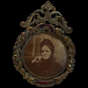 Antique Victorian miniature portrait on Tin photo