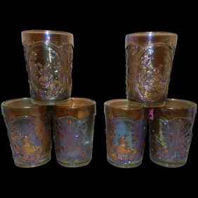 Vintage Imperial Smoke Carnival Glass Windmill Pattern Tumbler