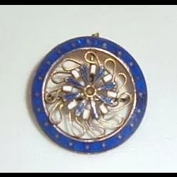 Antique Edwardian blue Enamel Brooch