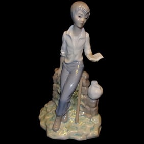 Vintage Tengra Spanish Porcelain Figurine of Young Girl Reading Book