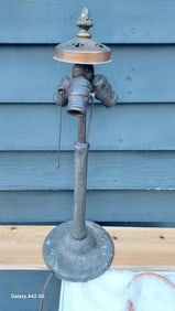 antique handel lamp base complète arts crafts sockets patina