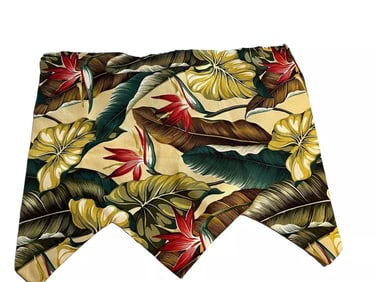 Vintage Tropical Hawaiian 100% Cotton Barkcloth Fabric VALANCE ~Bird /Paradise