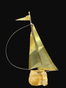 Mid Century sailing yacht on Alabaster base