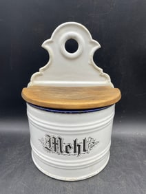 ANTIQUE ENAMELWARE FLOUR MEHL BOX