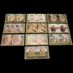 Antique Color Lithograph Stereographs- Stereoscope Viewer Cards
