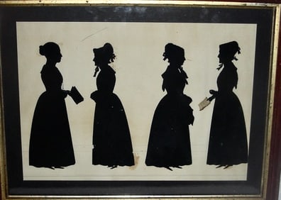 Cut Silhouette of 4 Standing Women c.1840