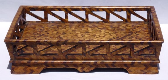 A very intricate and detailed parquetry tray