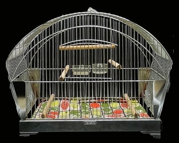 Vintage Original Art Deco Mid Century Chrome Hendryx Birdcage