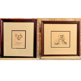 Charles Bragg Limited Edition Framed Art Etching set of 2