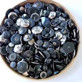 Vintage Buttons Black Glass 3 lb Lot