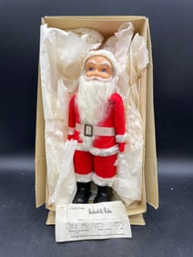Vintage 10" Japan Santa Rubber Faced with Hochschild Kohn gift tag Christmas