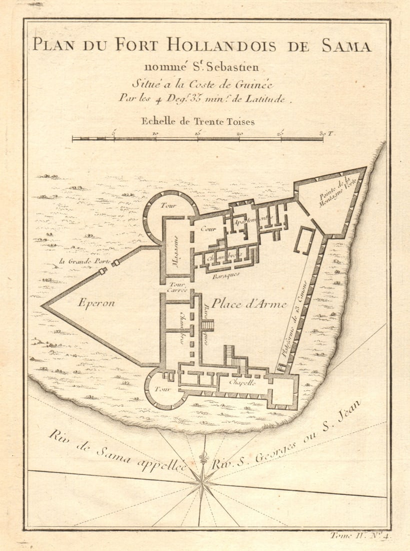 Fort Hollandois de Sama… St. Sebastien'. Cape Coast Castle Ghana BELLIN 1747 map (1 of 1)