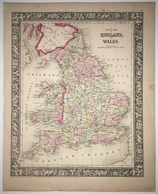 County Map of England, And Wales.
