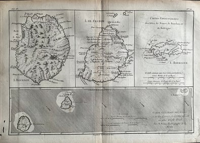 1775-1780 Mauritius, Reunion, and Rodriquez Island. By Bonne & Raynal