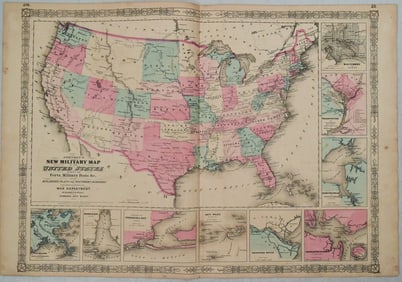 1863 Johnson & Ward Map of the United States -- Johnson's New Military Map of the United States
