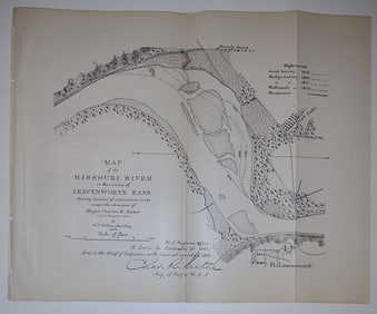Map of the Missouri River in the vicinity of Leavenworth Kans.