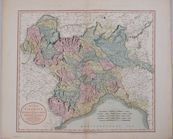 1799 Cary Map of Northwest Italy -- A New Map of Piedmont, the Duchies of Savoy and Milan; and the