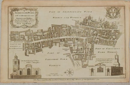 1767 London Magazine Map of "Aldersgate Ward…"