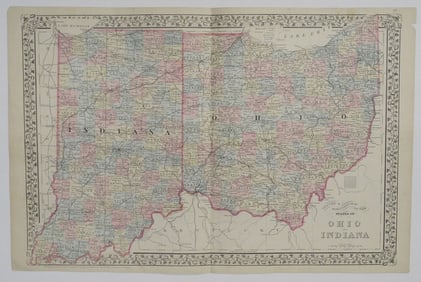 County and Township Map of the States of Ohio and Indiana